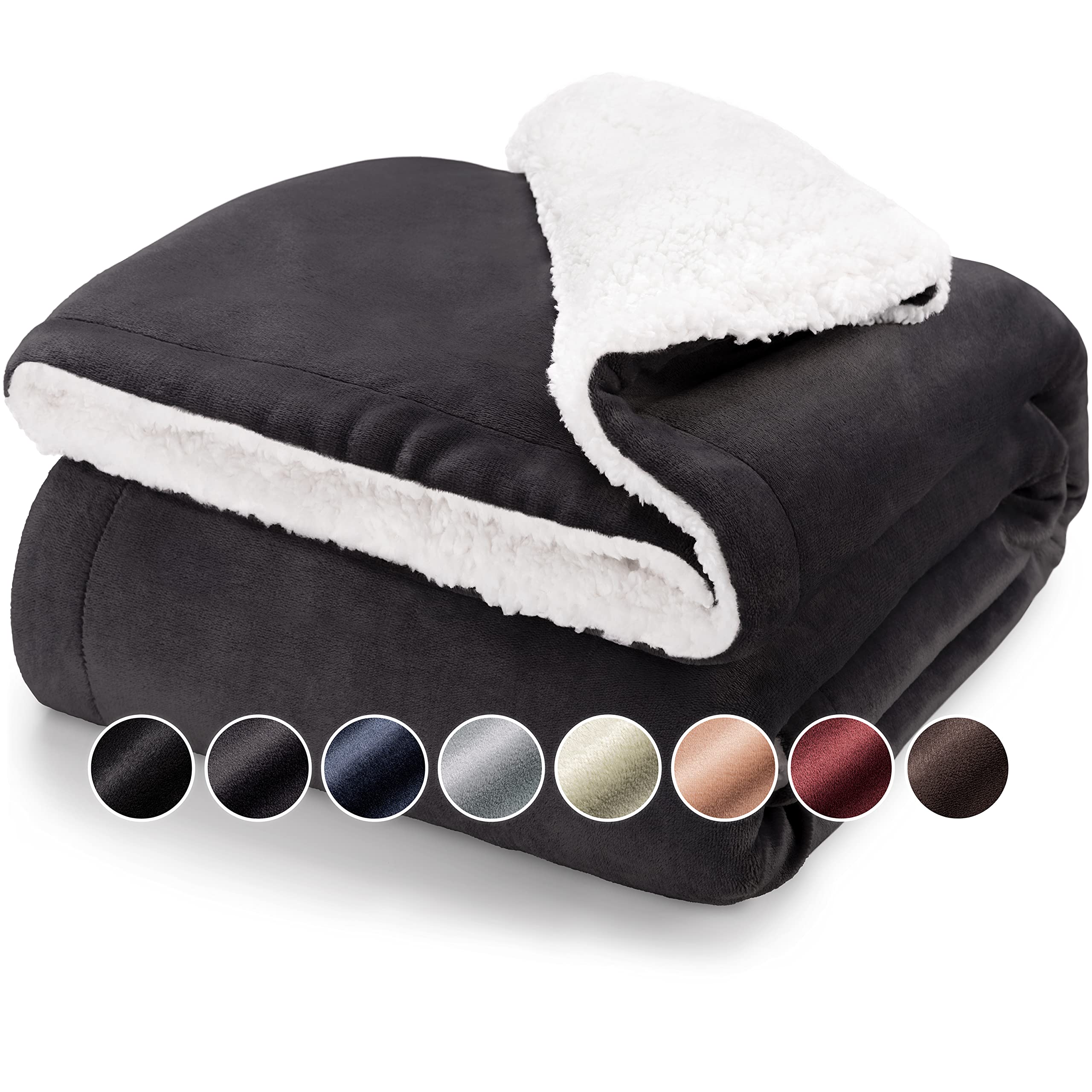 Blumtal Sherpa Fleece Blanket - Super Fluffy and Thick Throw Blanket for Bed and Sofas - Twin/Double, 200 x 150 cm, Anthracite