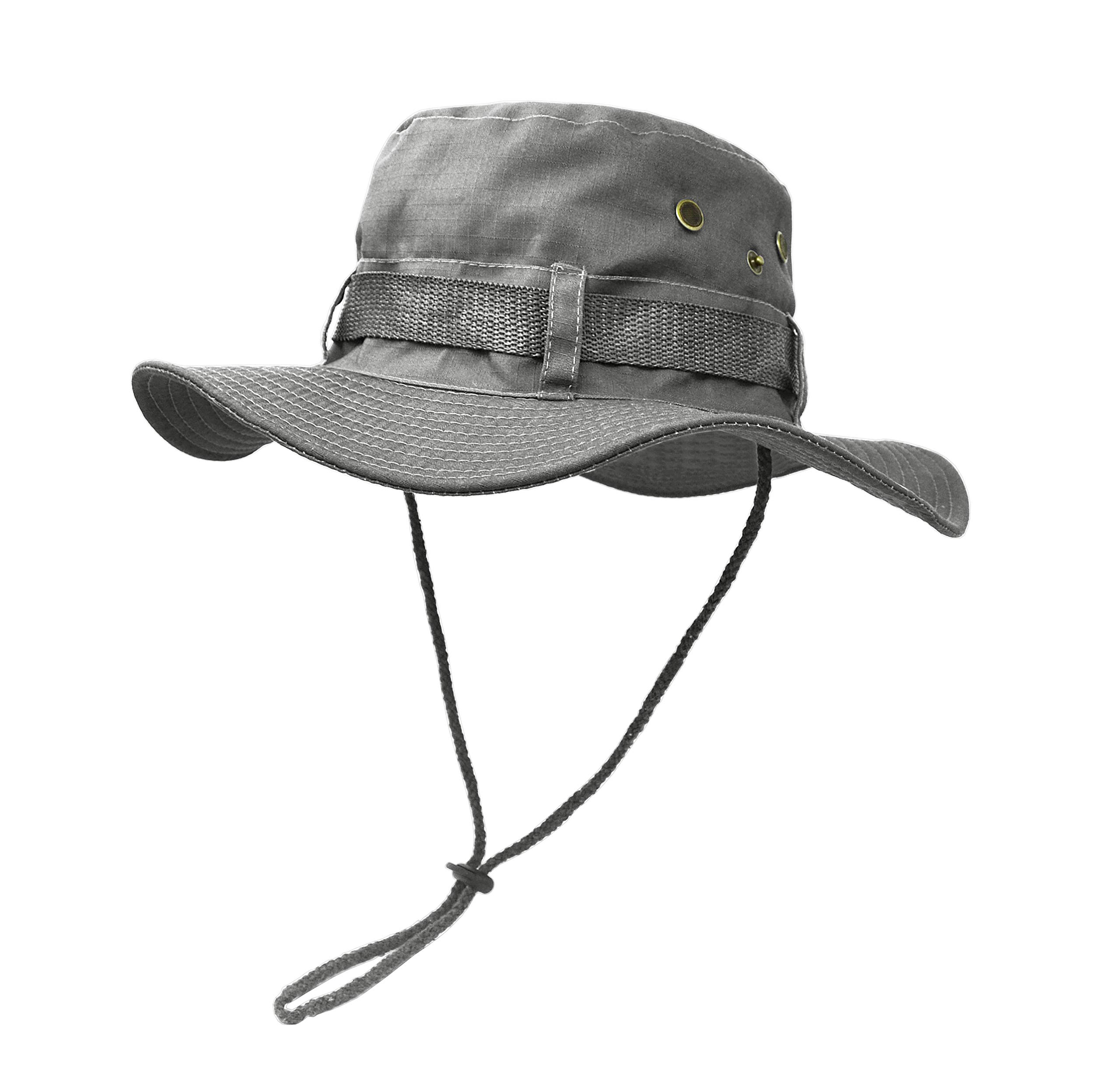 UltraKey Boonie Hat, Outdoor Wide Brim Sun Protect Hat, Double Layer Classic US Combat Army Style Bush Jungle Sun Cap for Fishing Hunting Camping Grey