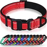 Taglory Reflective Nylon Dog Collar Safety Buckle XS Red