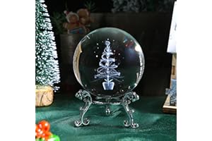 JFTOSALE 3D Christmas Tree Crystal Ball with Stand Christmas Decor(2.3in)