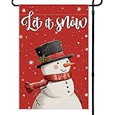 Winter Christmas Garden Flag Let It Snow Snowman Welcome Small Flags for Outside, 12x18 Inch Holiday Double Sided Burlap Outdoor Yard Decoration
