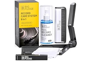 Big Fudge Complete Vinyl Record Cleaning Kit - 6-in-1 Vinyl Cleaner - incl. Carbon Fiber Brush, Stylus Cleaner, Drying Stand, Microfiber Cloth & Towel - Record Player Accessories