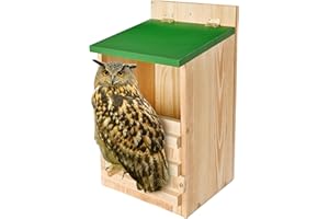 HUMBERBOAT Owl House Owl Box with Bird Stand Design, Owl Nesting Box, Barn, Screech Houses Cedar for Outdoors-Easy Assembly