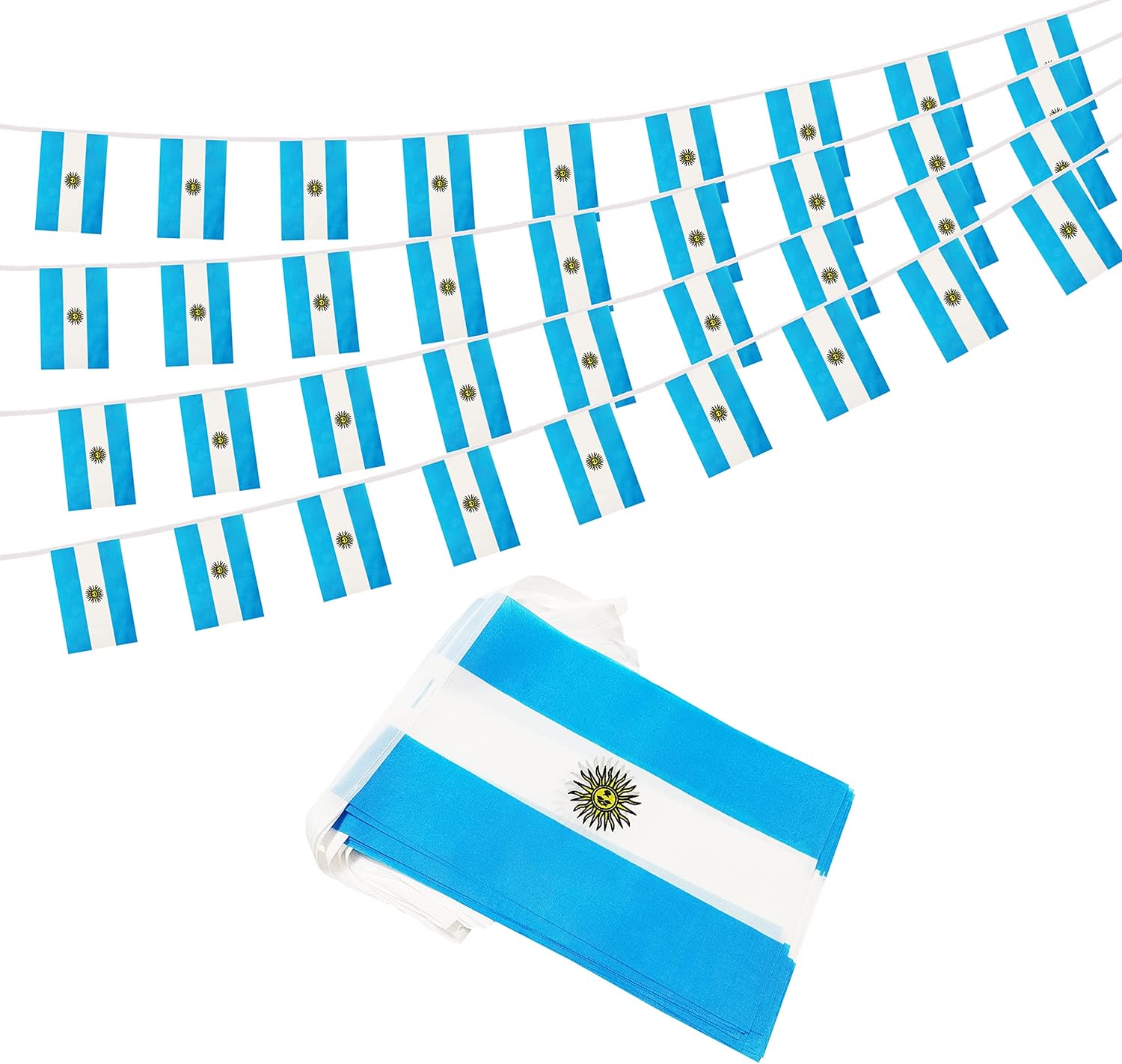 Flags - 50 Feet Argentina Argentine Banner Flag String, Argentina Mini Flag Small Banner, for Olympics, World Cup, Party, Shops and Bars Decorations, Outdoor Decorations, 38 Flags (Argentina)