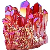 mookaitedecor Titanium Coated Natural Rock Crystal Cluster Geode Specimen | Crystal Geode Quartz, Stone Collection, Home Decoration