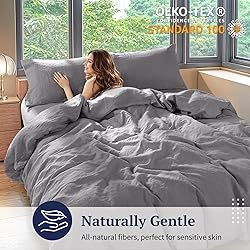 Shilucheng 100% Linen Queen Duvet Cover Set, Luxury