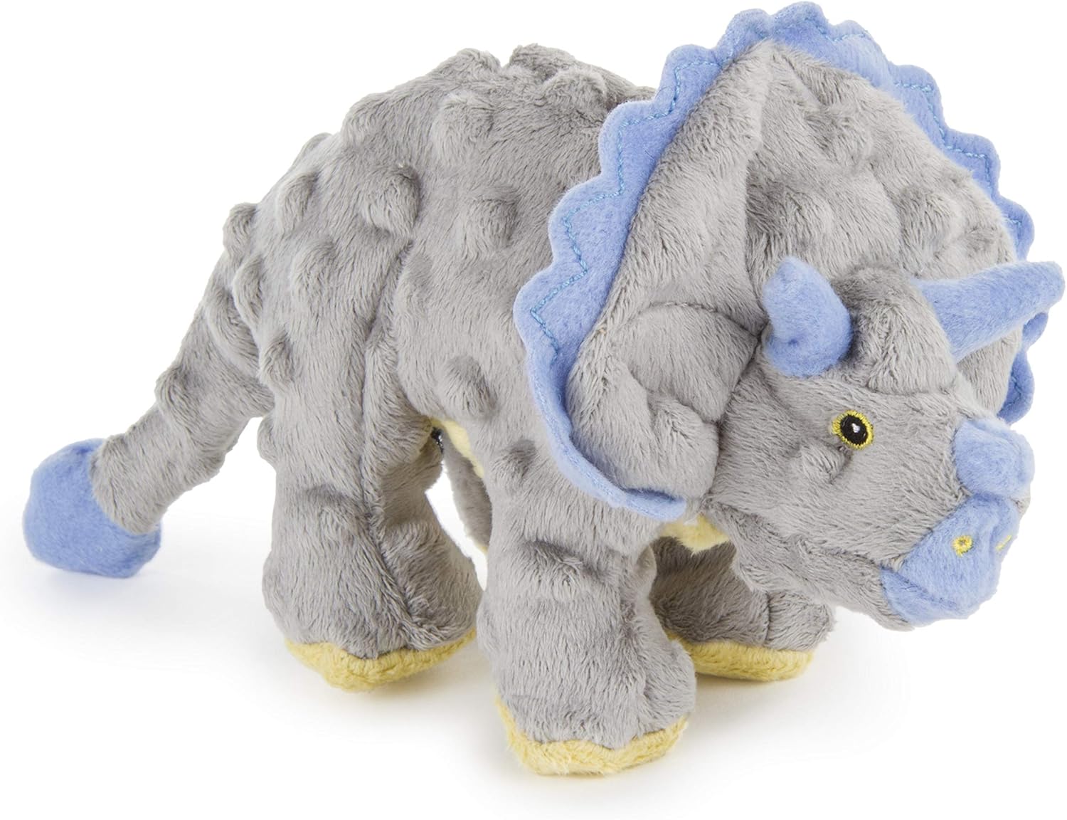 Pet Supplies : Pet Chew Toys : goDog Dinos Triceratops With Chew Guard Technology Tough Plush Dog Toy, Grey, Small : 
