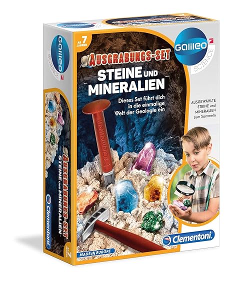 Clementoni 69940.7 - Galileo - Ausgrabungs-Set - Steine und Mineralien
