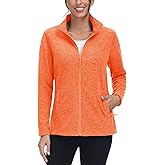 TACVASEN Women's Full Zip Fleece Jacket Lightweight Jacket Womens Winter Warm Coats with 2 Zipper Pockets