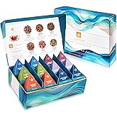 Teabloom Wellness Tea Collection – Fruit & Herbal Assortment with 12 Plant-Based Pyramid Sachets, Organic Ingredients, Elegant Presentation Box, Thoughtful Gift for Tea Lovers