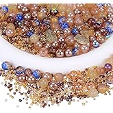 BEEFLYING 700pcs Glass Jewelry Making Kit, Assorted Crystal Round DIY Beads with Ocean and Seed Beads for Bracelets, Necklaces, Earrings Making (Camel)