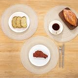SHACOS Round Placemats and Coasters Set of 6 Beige Woven 38 cm 10 cm view 5