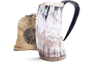 Norse Tradesman Original Viking Drinking Horn Mug - 100% Authentic 500 ml Premium Beer Horn Tankard with Super-Reinforced Har