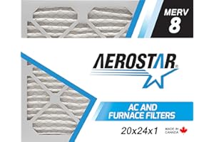 Aerostar P80S.012024.CAN.MKT 20 x 24 x 1 Furnace Air Filter by - MERV 8, Box of 12