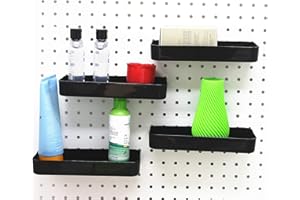 BULLBINS 4 Pack Black Pegboard Bins - Pegboard Hardware Parts Storage Craft Organizer Sample Room Organzier Rectangle PegBoard Workbench Bins Accessories (4 PC, Black)