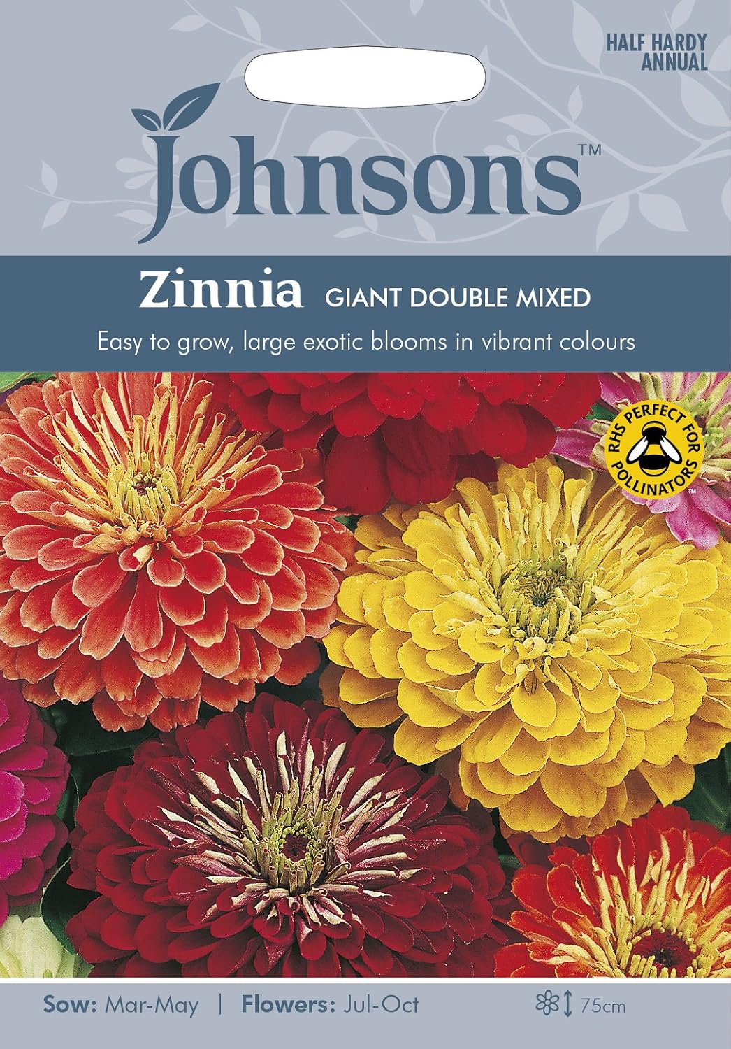 Johnsons 24868 Flower Seeds, Zinnia Giant Double Mixed