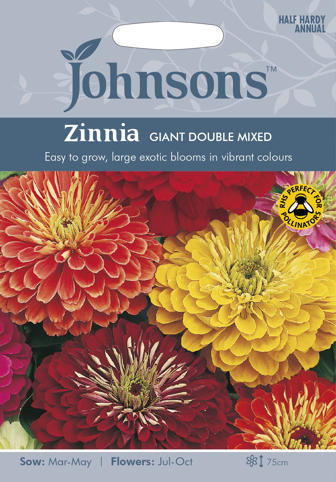 Johnsons 24868 Flower Seeds, Zinnia Giant Double Mixed