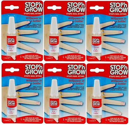 STOP N GROW, Abschreckungsmittel zum Stoppen des Nagelkauens, 7,5 ml, 6er-Pack