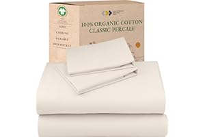 California Design Den King Sheets Set - Soft 100% Organic Cotton Sheets with Deep Pockets, Crisp Percale, Breathable and Durable Bedding Set - Ivory (Cream Tone)