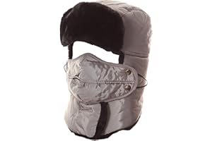 Sakkas Dab Unisex Faux Fur Ushanka Trapper Hat Chin Strap Removable Mask Russian Aviator Trooper Winter Hat for Men & Women