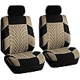 FH Group Car Seat Covers Front Set Premium Cloth -Covers for Low Back Car Seats with Removable Headrest,Universal Fit,Automotive Seat Cover,Airbag Compatible Car Seat Cover for SUV,Sedan Beige