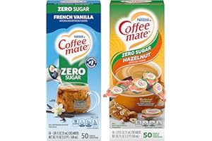 Nestle Coffee mate Liquid Coffee Creamer Singles Variety, 1 of each: Zero Sugar French Vanilla & Hazelnut 50 Ct Boxes