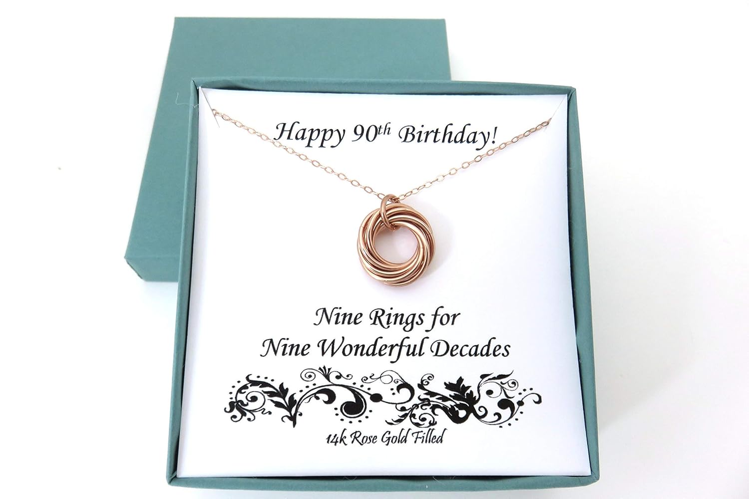 90th Birthday Necklace Rose Gold Necklace 90th Birthday