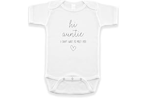 PINEAPPLE PANCAKE KIDS Hi Auntie I Can't Wait To Meet You Pregnancy Announcement Infant Bodysuit - Surprise Gift For Aunt, Sister, Sister In Law (White)