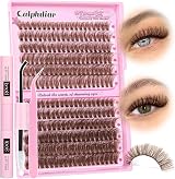 Calphdiar Brown Cluster Lashes Kit 50D 70D 10-18mm Bond Seal Tweezers view 1
