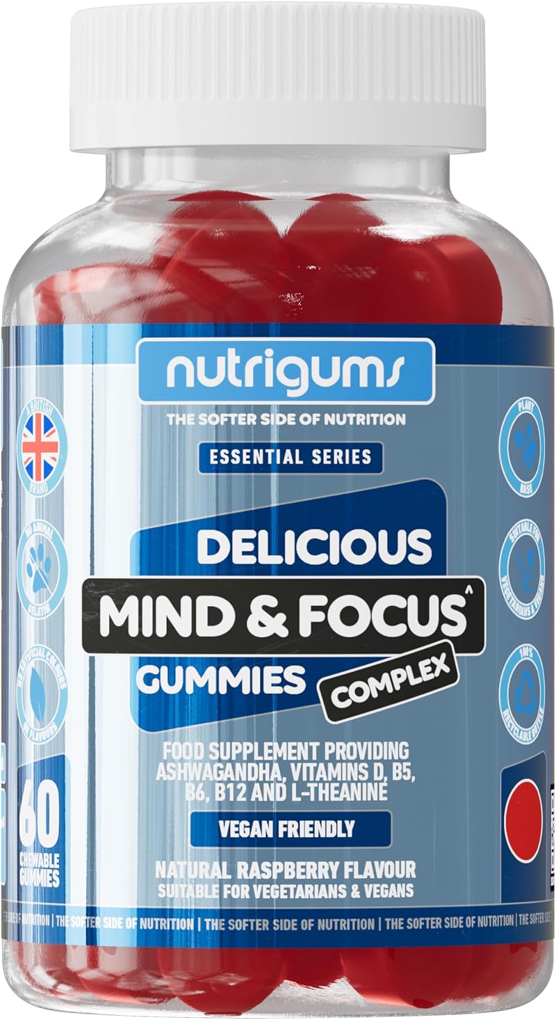 Nutrigums Mind & Focus Ashwagandha Gummy Raspberry 60 Vegan Gummies