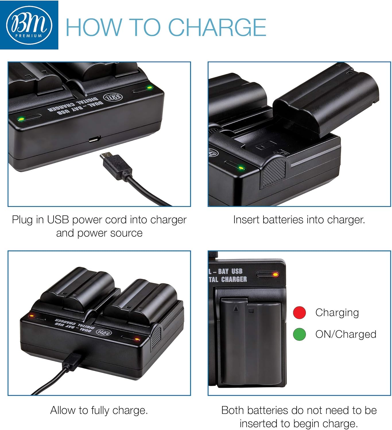 BM Premium 2 Pack of EN-EL15B Batteries and Dual Battery Charger for Nikon Z6, Z7, D780, D850, D7500, 1 V1, D500, D600, D610, D750, D800, D800E, D810, D810A, D7000, D7100, D7200 Digital Cameras: Home Audio & Theater