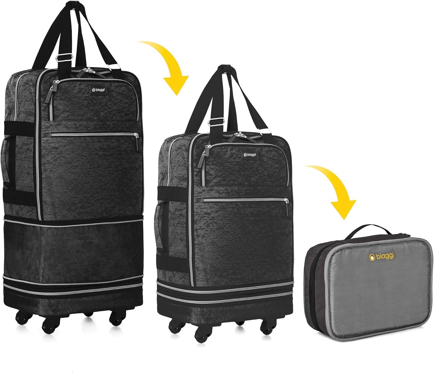 biaggi luggage zipsak boost expandable underseat foldable spinner carry on