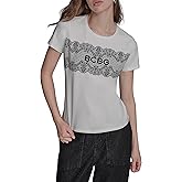 BCBG Womens Logo Blouse with Lace Detail