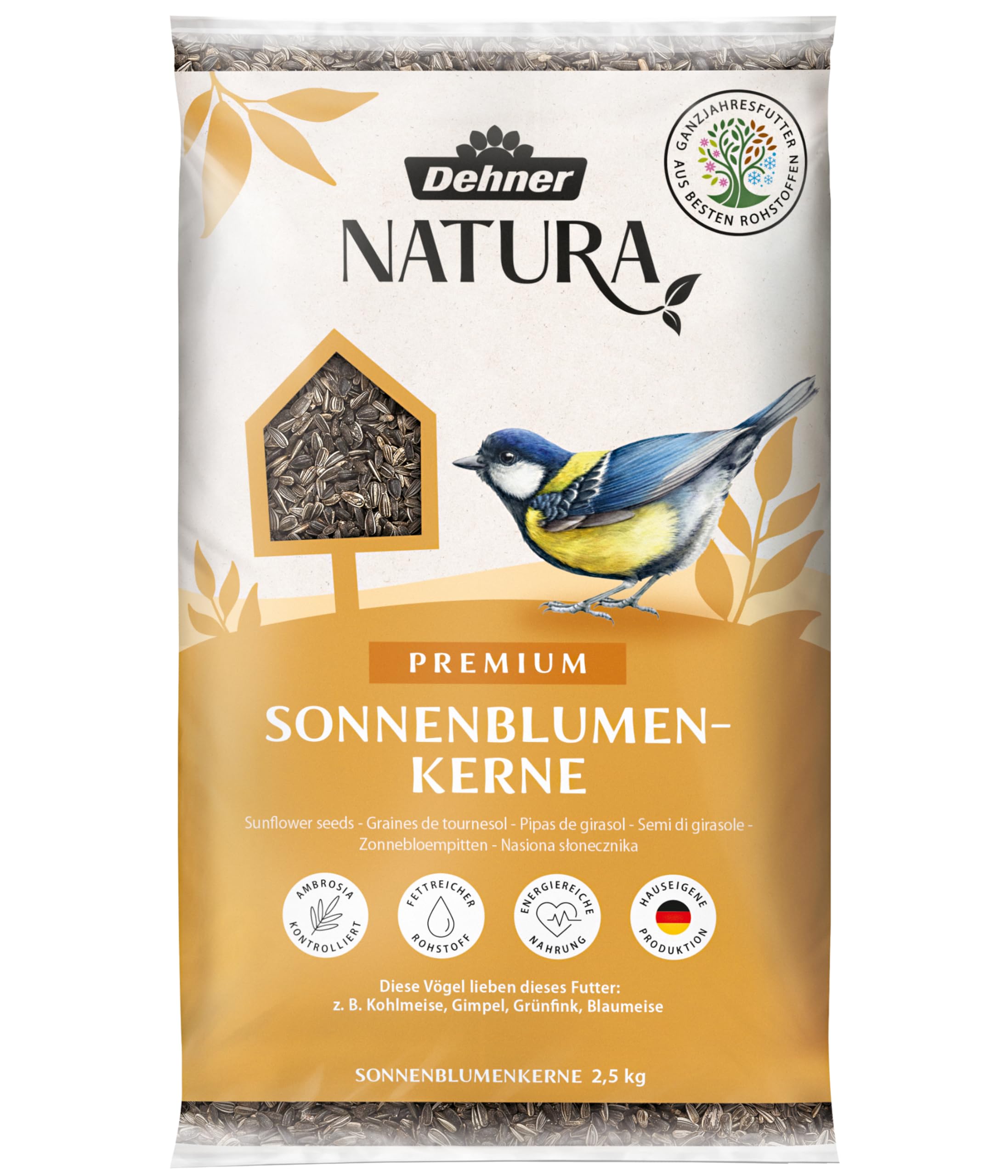 Dehner Natura Wild Bird Feed, Sunflower Seeds