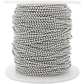 CleverDelights 1.5mm (1/16") Ball Chain - Platinum Silver Color - 100 Feet