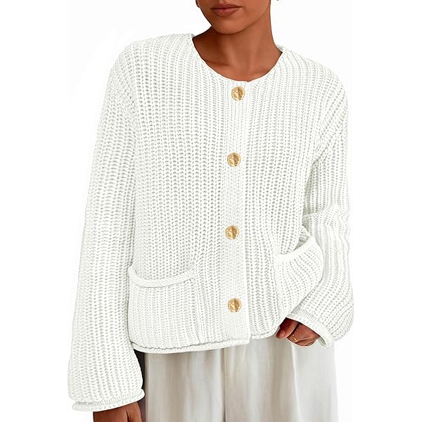 Anoumcy Asymmetric Button Up Cardigans Sweaters for Women Elegant