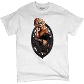 Gothic Sugar Skull Pinup Men's T-Shirt Dia de Los Muertos Dark Seductive Woman Glamorous Makeup Day of Dead Men's Tee