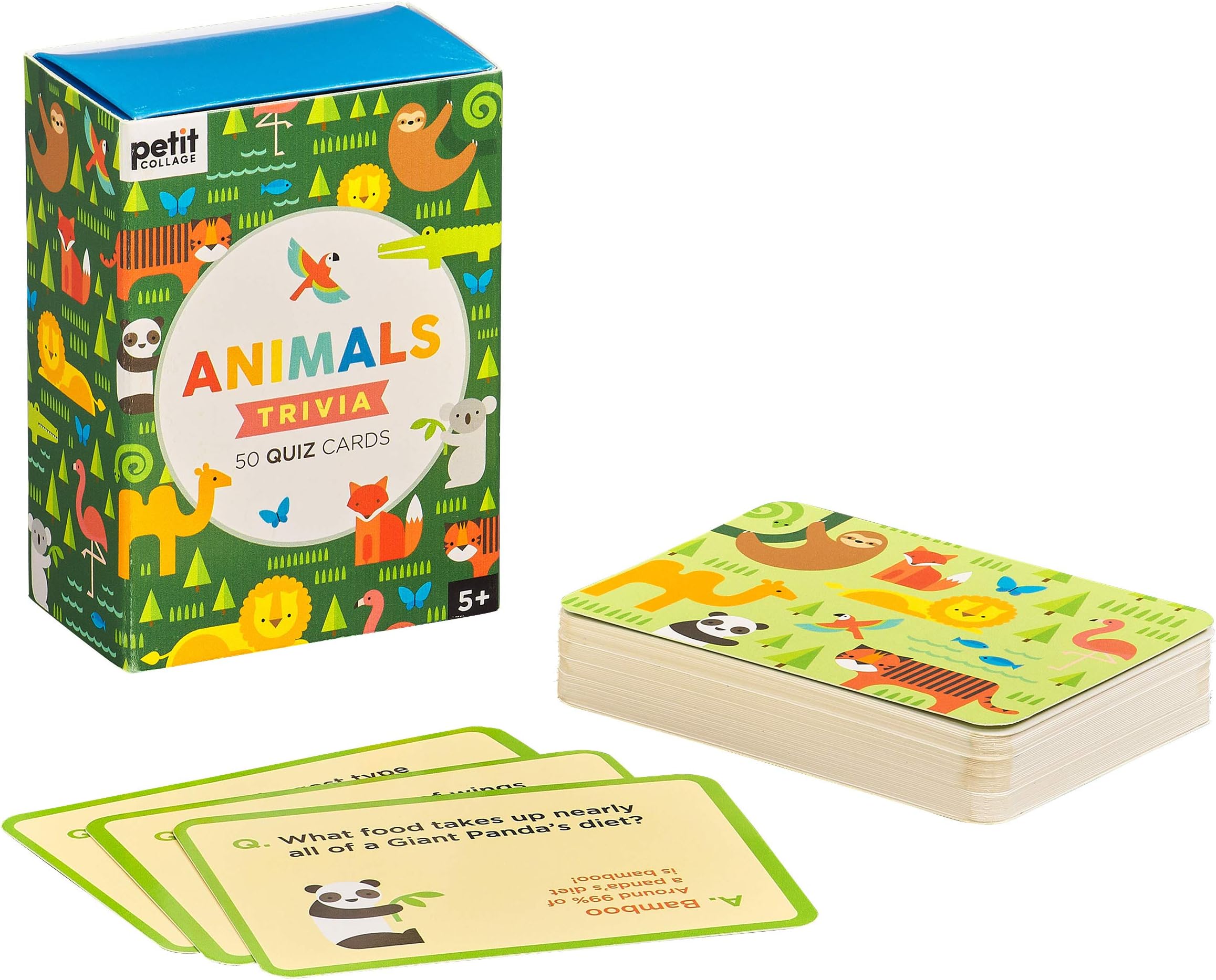 Petit CollageAnimal Trivia Quiz Cards – Fun Card Game for Kids, Kids Trivia Game for Ages 5+ – Includes 50 Animal-Themed Quiz Cards – Perfect for Family Fun