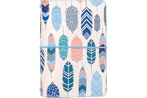 Pukka Pad, Carpe Diem A6 Notebook Cover and Passport Holder - 5.2 x 4.3 in - Features 4 Elastic Note Pad Holders, 2 Inside Pockets, Business Card Slot, and Pen Holder - Feathers