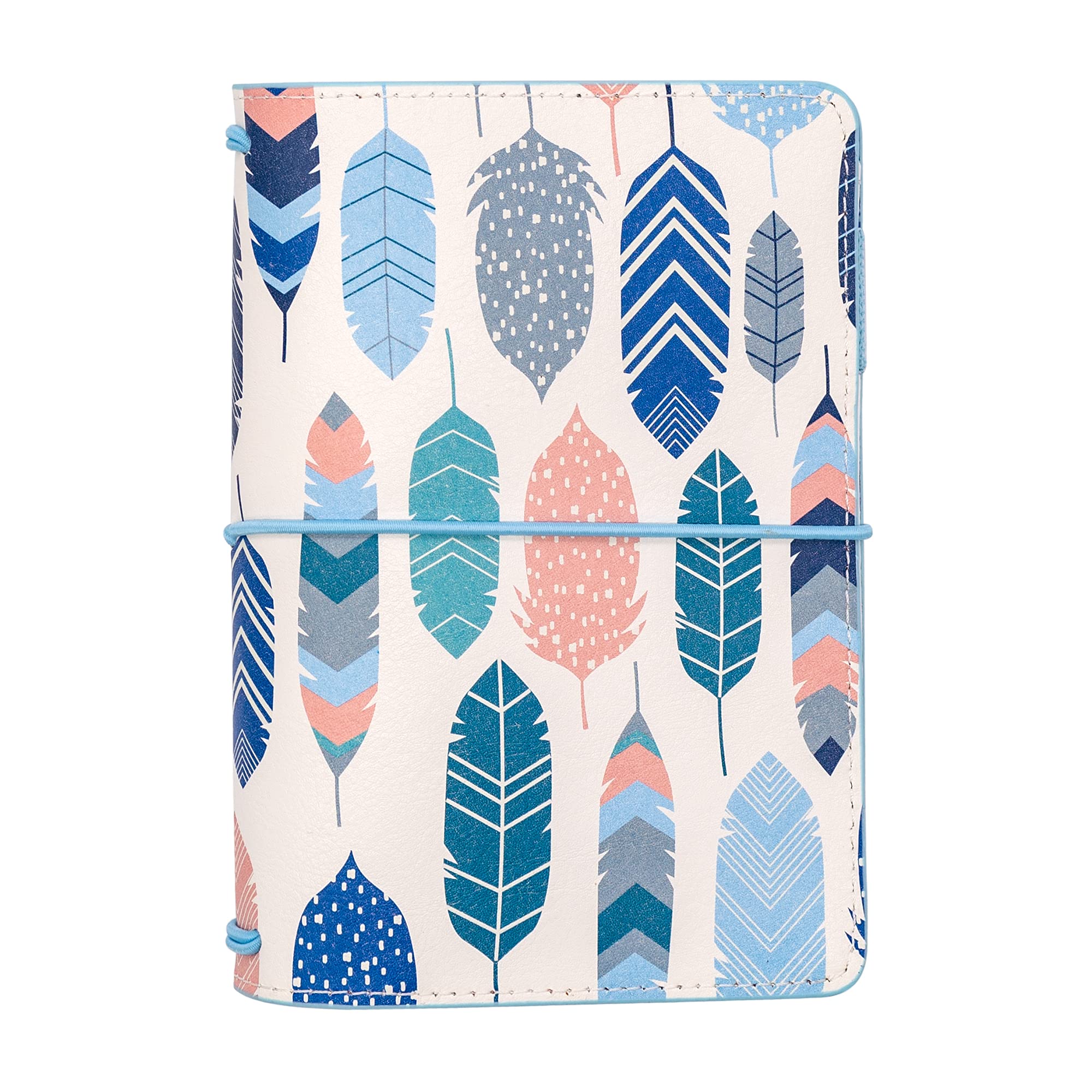 Pukka Pad, Carpe Diem A6 Notebook Cover and Passport Holder - 13 x 11 cm – Features 4 Elastic Note Pad Holders, 2 Inside Pockets, Business Card Slot, and Pen Holder - Feathers