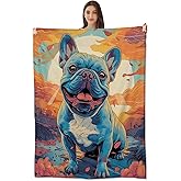 amepay French Bulldog Delight Blanket for Boys Girls Adults, Sunset Hues, Soft & Cozy Warm Flannel Fleece Throw Blankets - Lightweight, Plush Comfort for Couch, Bed, Travel & Outdoor Use 60x50 inch