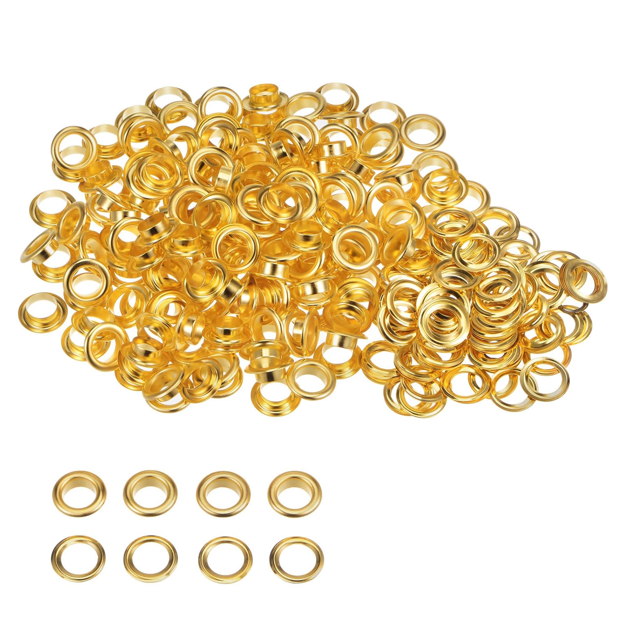 Trimming Shop 15mm Brass Eyelets, Rust Proof & Durable Grommets with Washers for DIY Pool Covers, Yoga Mat, Vinyl Banners, Tarpaulin, Crafts Projects (100pcs, Gold)