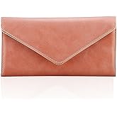 HAWEE Women's Card Wallet Envelope Style Credit Card Holder, RFID Blocking, Vegan Leather, Coin Pocket, 2 ID Windows, Bean Pink