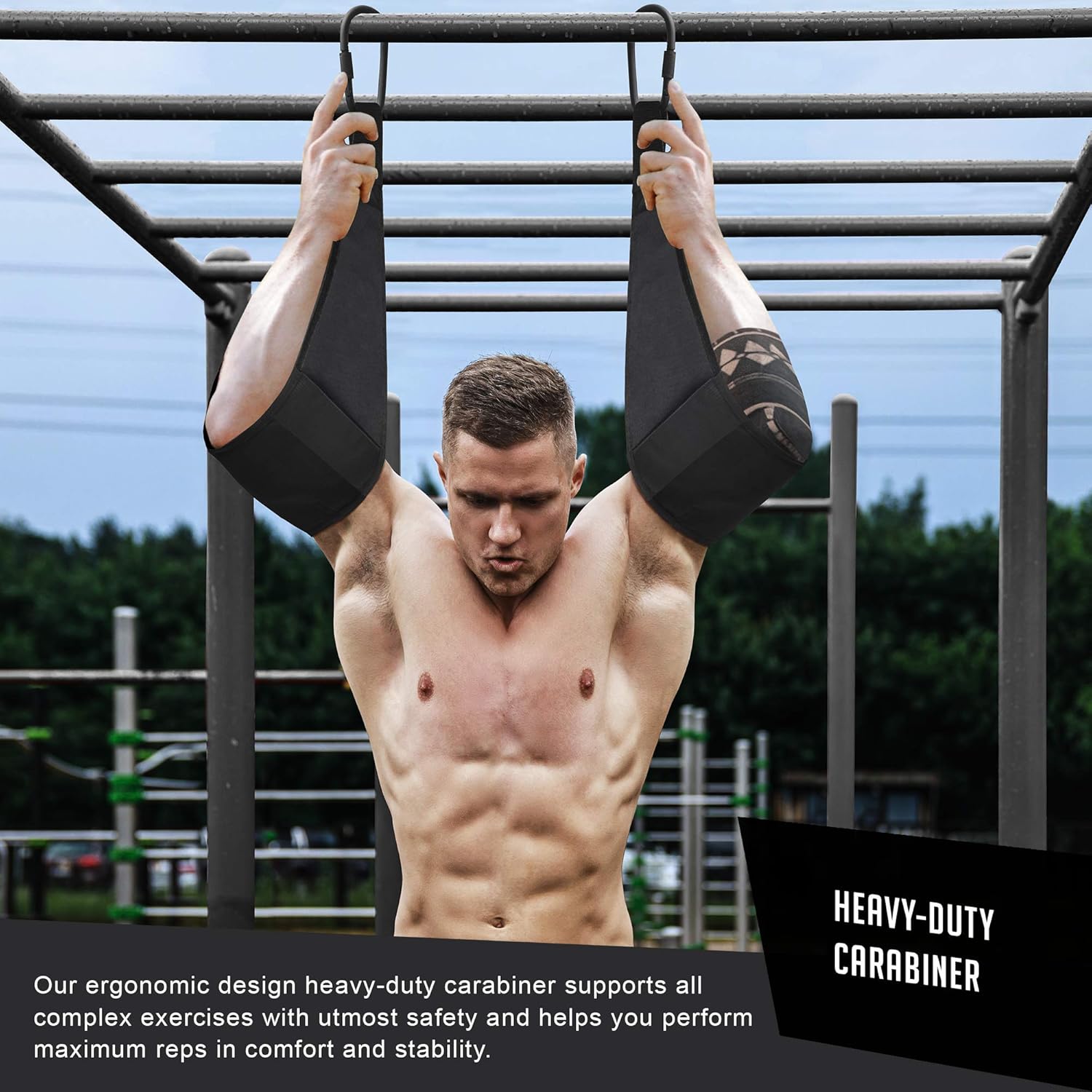 RIMSports Ab Straps for Core Workouts - Heavy Duty Padded Hanging Ab Straps for Pullup Bar - Premium Arm Straps for Ab Workout, Leg Raises, Pullups & Chin up - Exercise Straps with Steel Carabiners : Sports & Outdoors