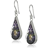 Amazon Essentials Sterling Silver Pressed Flower Teardrop Trendy Earrings
