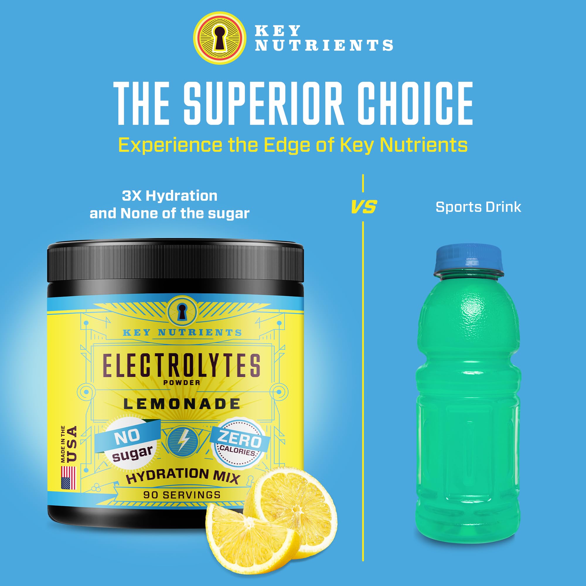 KEY NUTRIENTS Electrolytes Powder No Sugar Refreshing Lemonade