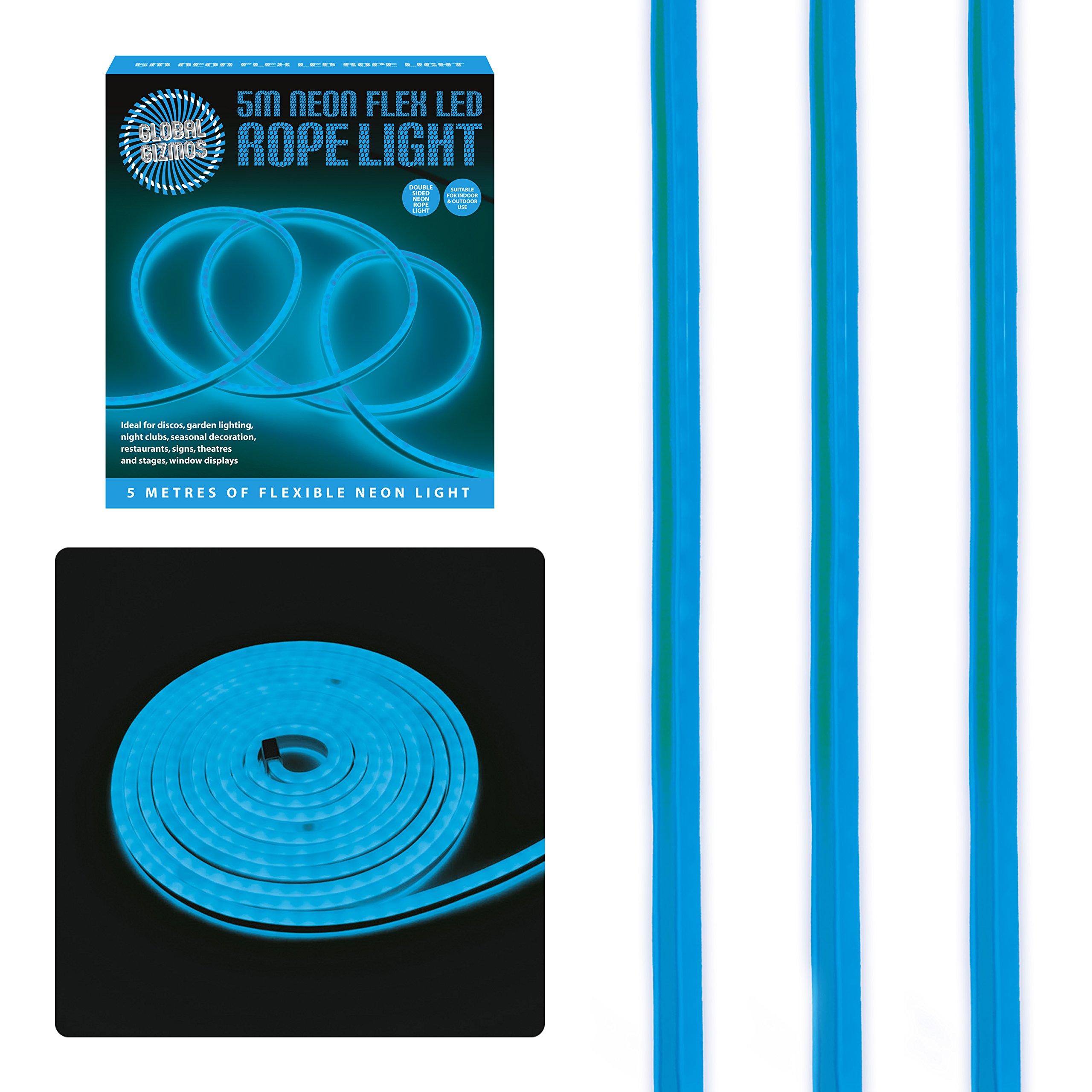 Global Gizmos 5 Metre LED Neon Flex Decorative Rope Light-Blue