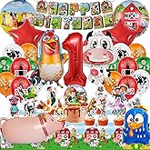 Farm Theme Birthday Decorations, Party Decorations, Birthday Party Supplies, Banner, Balloons, Tablecloth, Cupcake Toppers, Large Cake Decorations, Table Cover (1 year old)