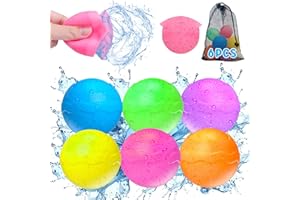 COSOOS 6 Pack Reusable Water Balloons for Kids, Summer Toy Water Toy for Boys Girls, Pool Beach Toys for Kids 3-12, Outdoor Activities Water Games Toys Self Sealing Refillable Water Balloons for Fun