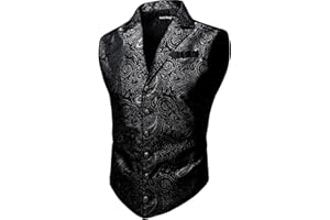 Barry.Wang Mens Victorian Suit Vest Paisley Steampunk Gothic Waistcoat Retro Lapel Collar Formal Tuxedo Halloween Vests Prom